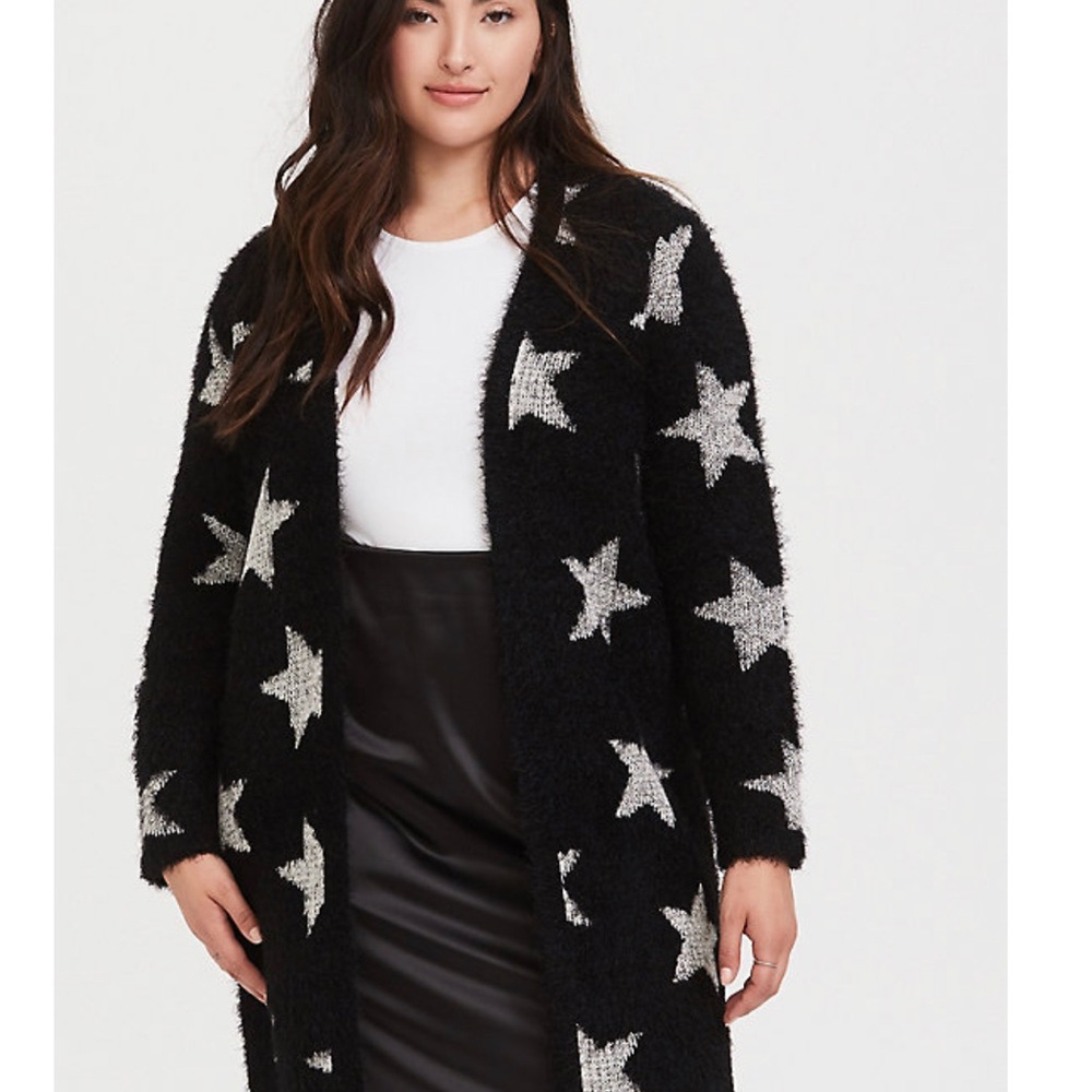 Torrid Black and White Star Cardigan